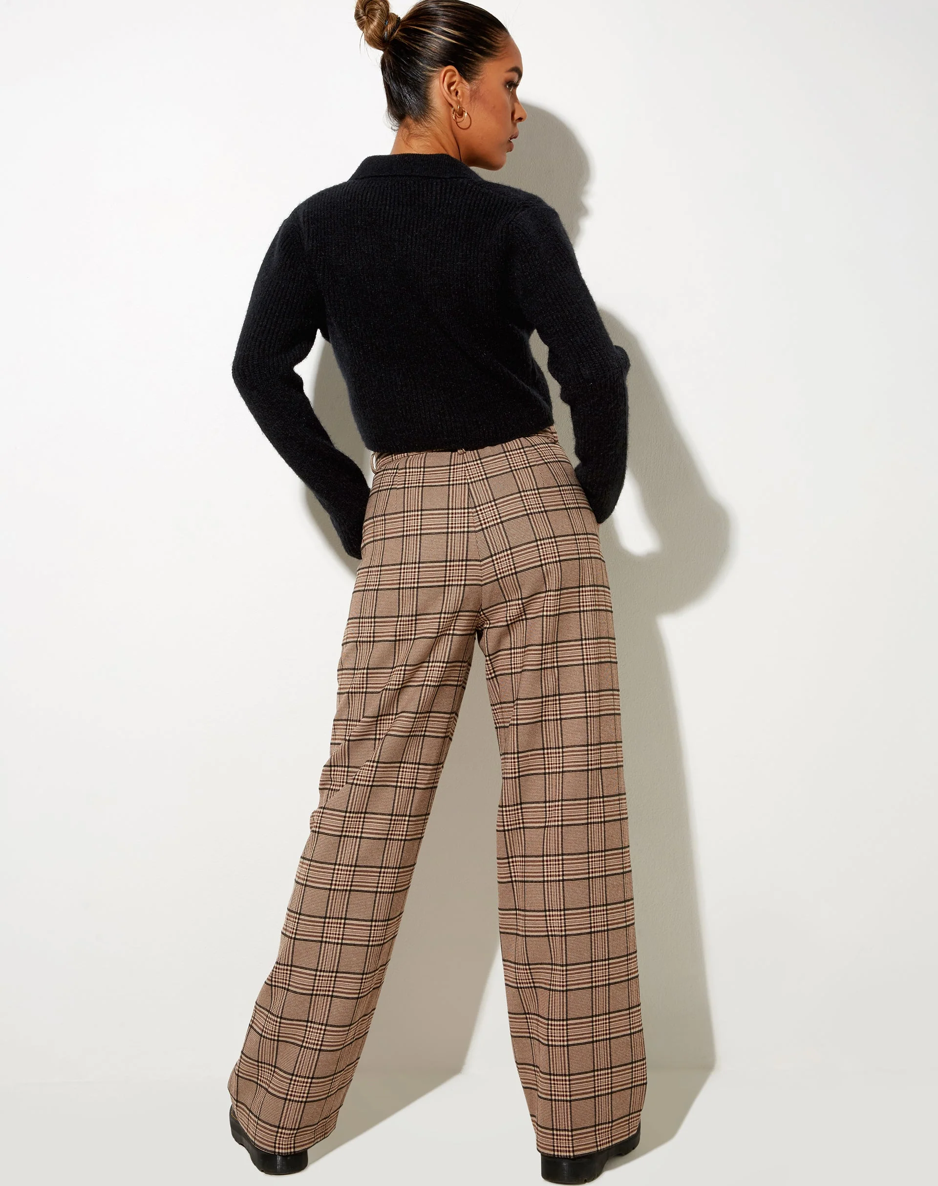 Abba Trouser in Check Brown - Image 2