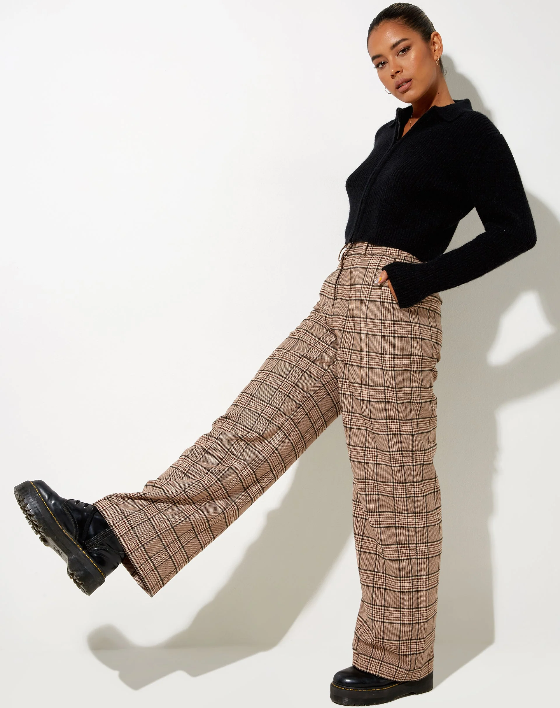 Abba Trouser in Check Brown - Image 3