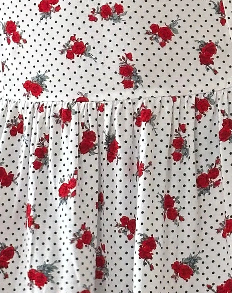 Aca Bardot Mini Dress in White Rose Polka - Image 7