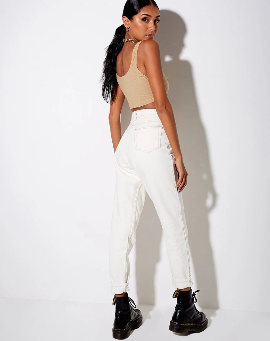 Adela Crop Top in Rib Camel - Image 4