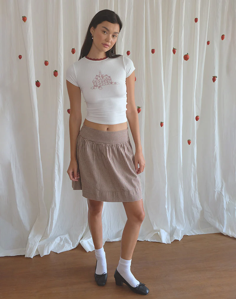 Adinda Midi Skirt in Mini Gingham Brown - Image 2