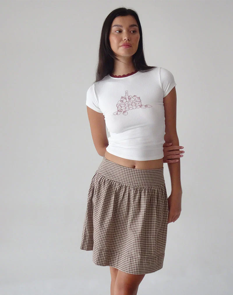 Adinda Midi Skirt in Mini Gingham Brown - Image 6