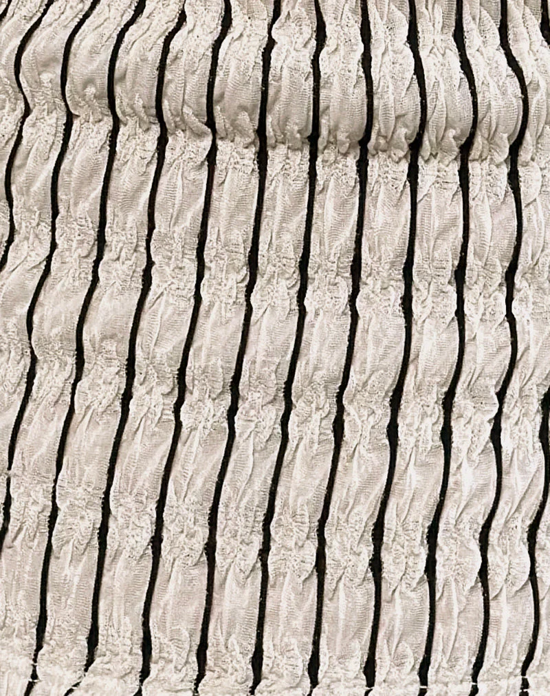 Aghony Bandeau Top in Stripe Textured Mesh Beige - Image 6