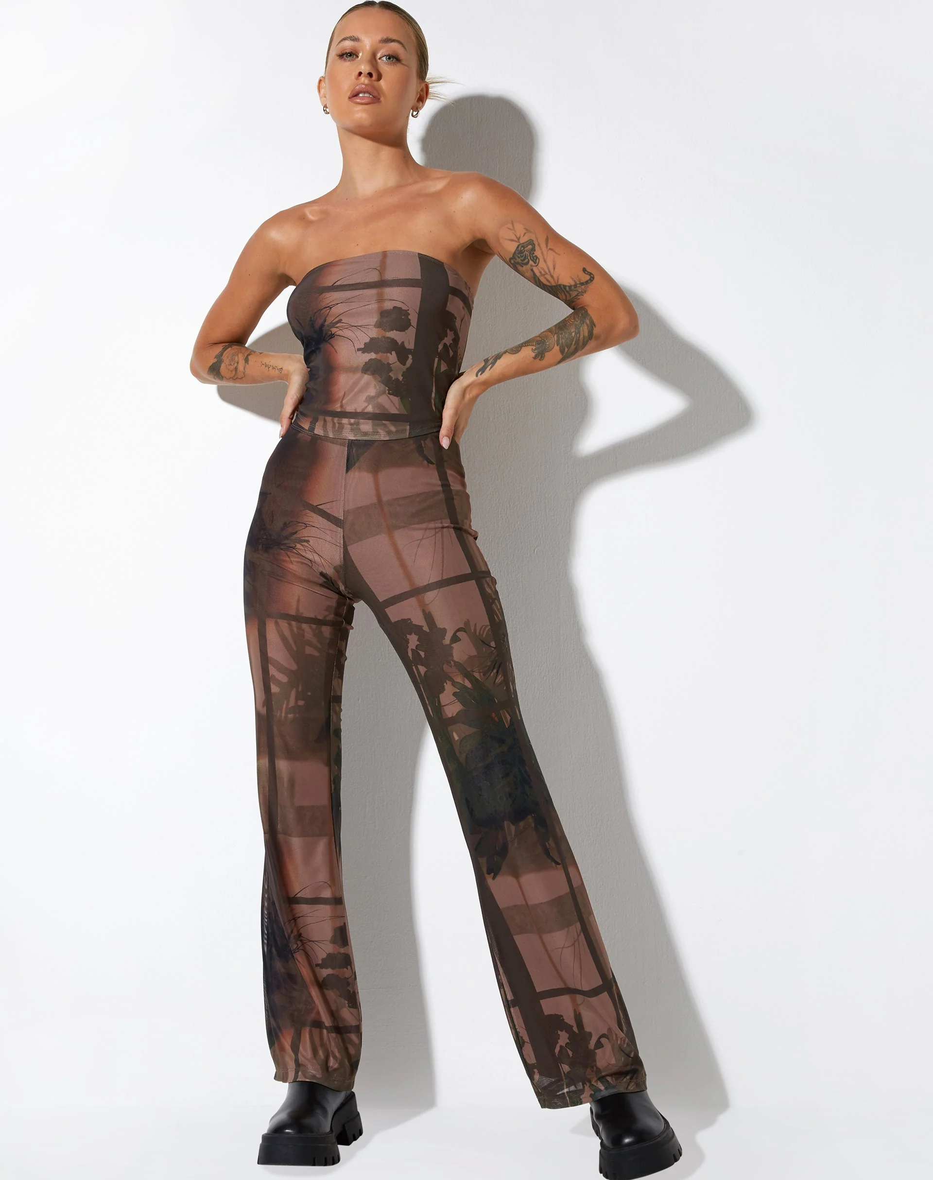 Agosta Flare Trouser in Photo Brown - Image 2