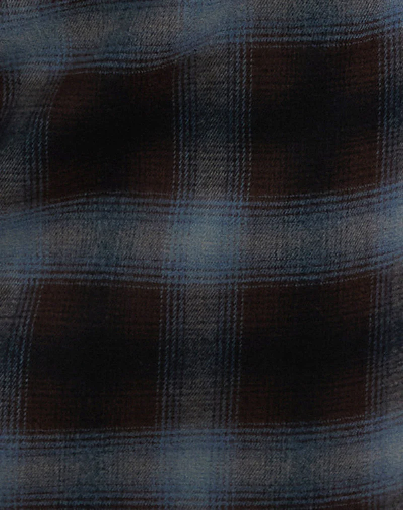 Aguna Mini Skirt in Blue and Brown Check - Image 5