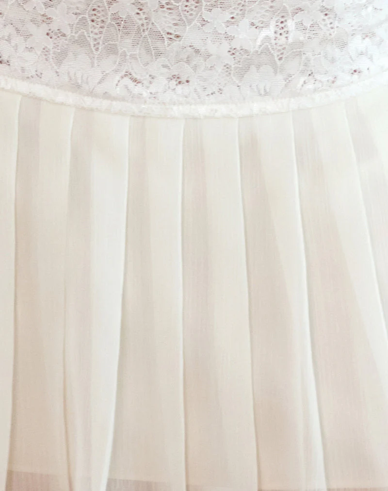 Akara Pleated Mini Skirt in Chiffon Ivory - Image 7