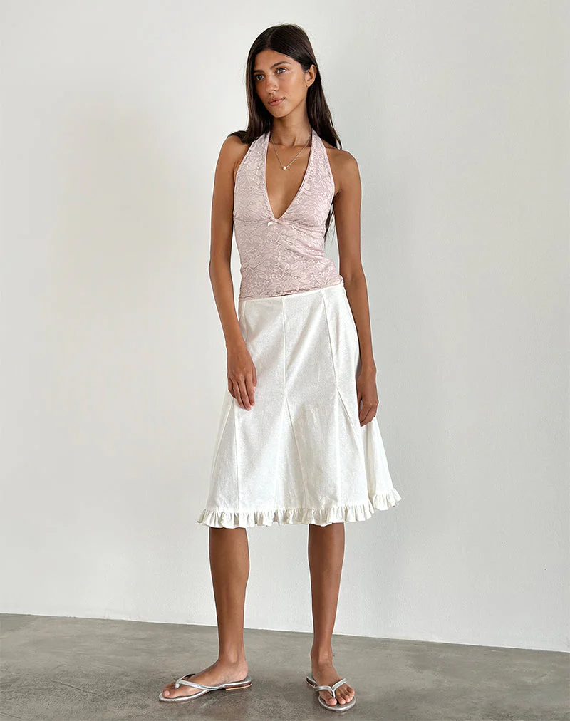 Aksa Halterneck Top in Lace Lotus Pink - Image 4