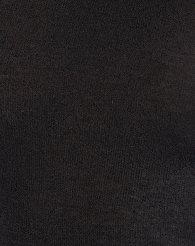 Aldiana Long Sleeve Asymmetric Maxi Dress in Sheer Knit Black - Image 5