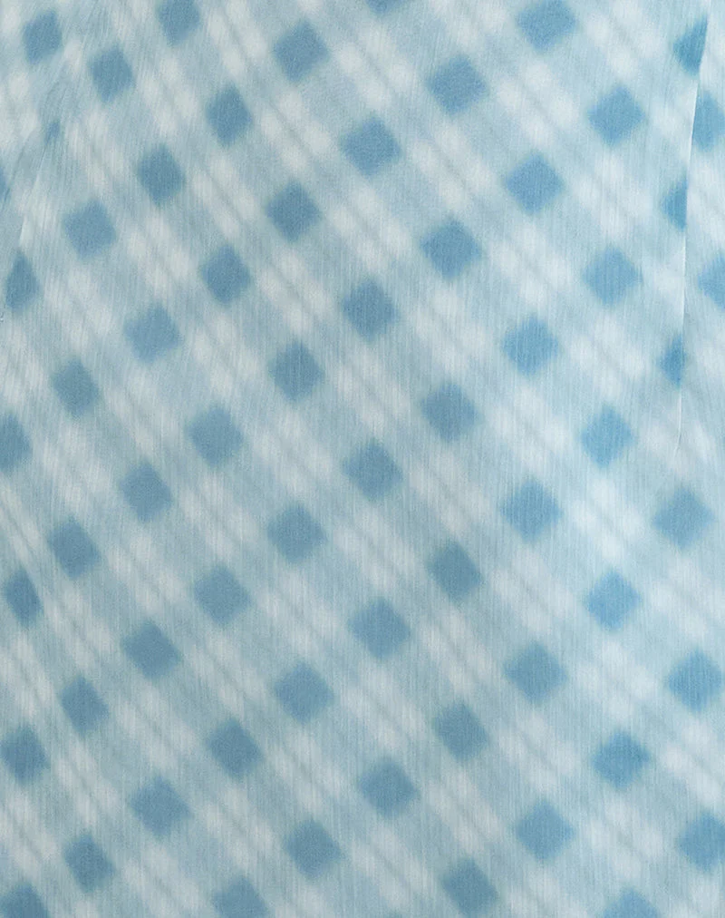 Alira Halterneck Dress in Blurred Check Blue - Image 6