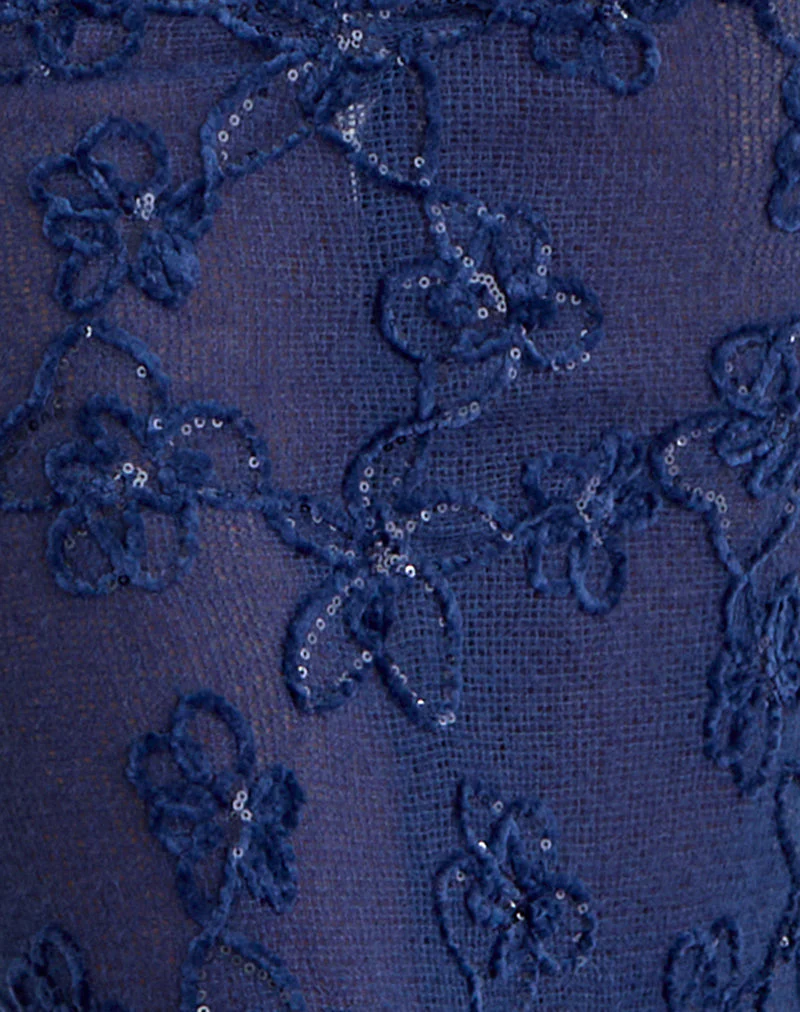 Alphia Maxi Skirt in Sequin Knit Navy - Image 5