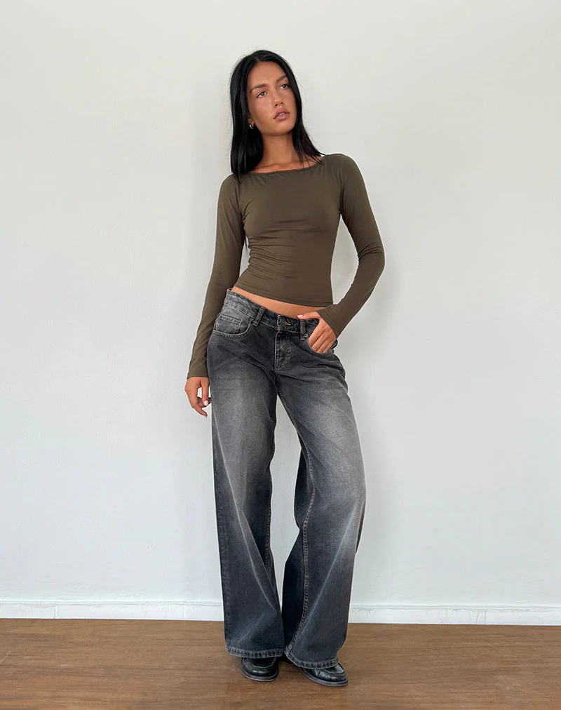 Amabon Long Sleeve Top in Olive - Image 4