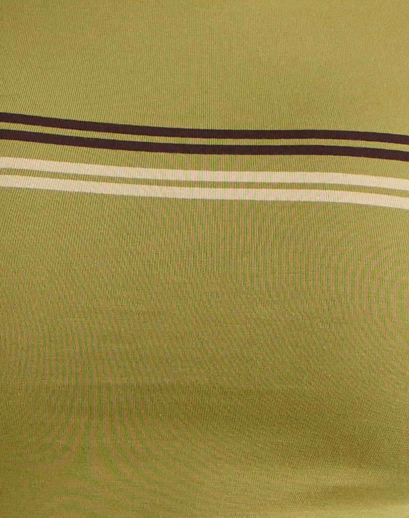 Amabon Long Sleeve Top in Cress Green Stripe - Image 5