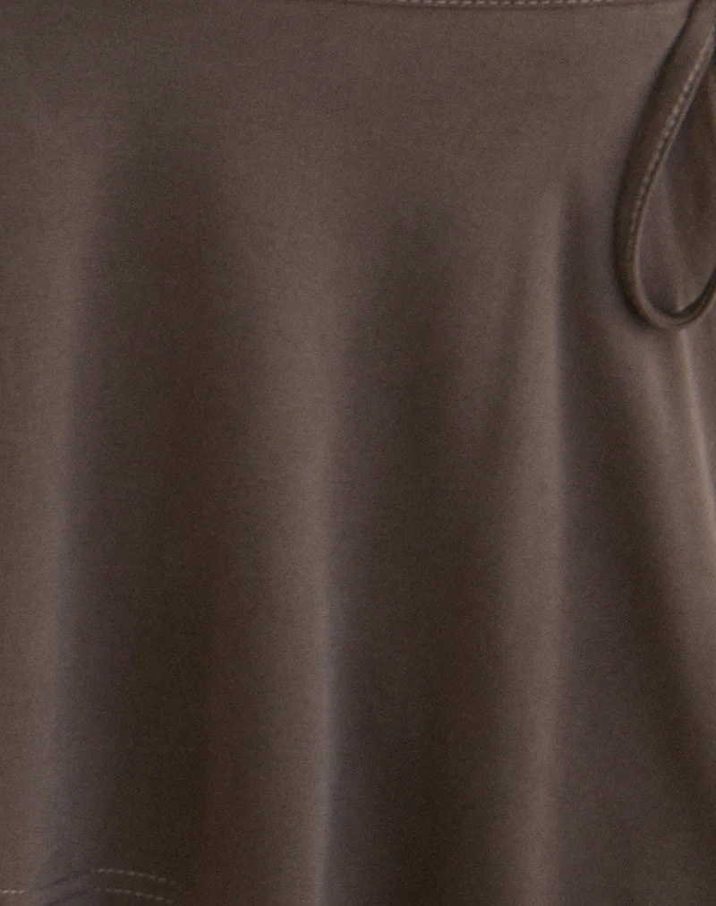 Amata Trouser Skirt in Cupro Dark Brown - Image 7