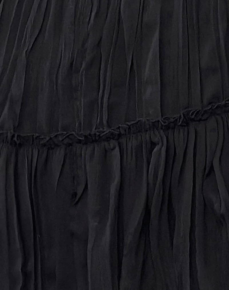 Anahita Tiered Skirt in Chiffon Black - Image 6