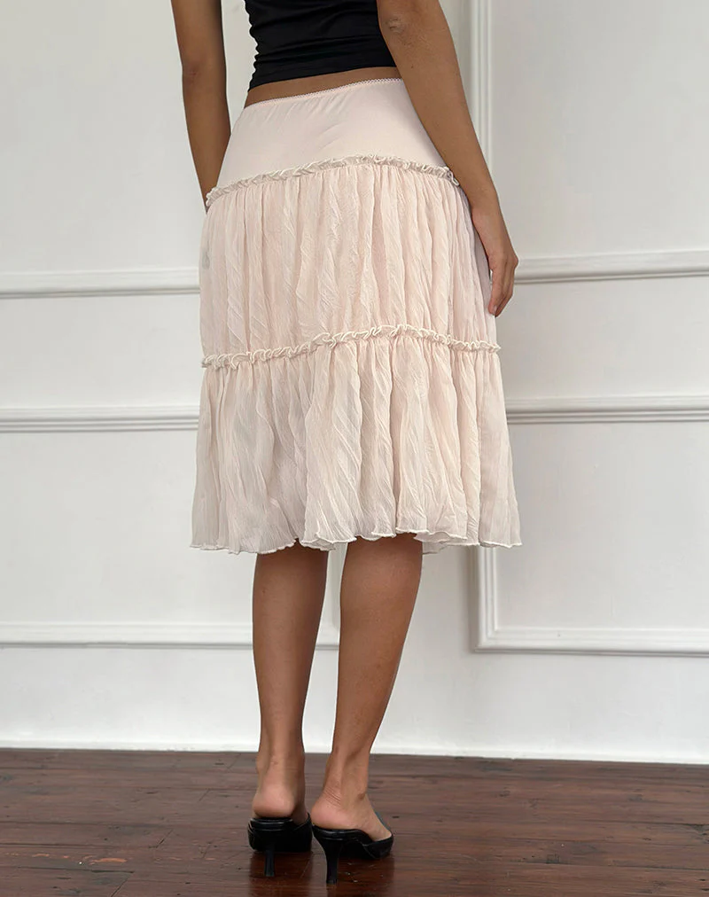 Anahita Tiered Skirt in Chiffon Buttercream - Image 3