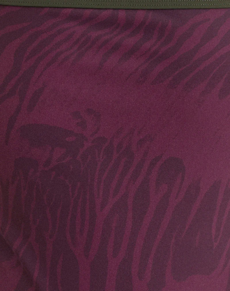 Anavah Swimsuit in Abstract Zebra Burgundy with Green Binding - Image 7