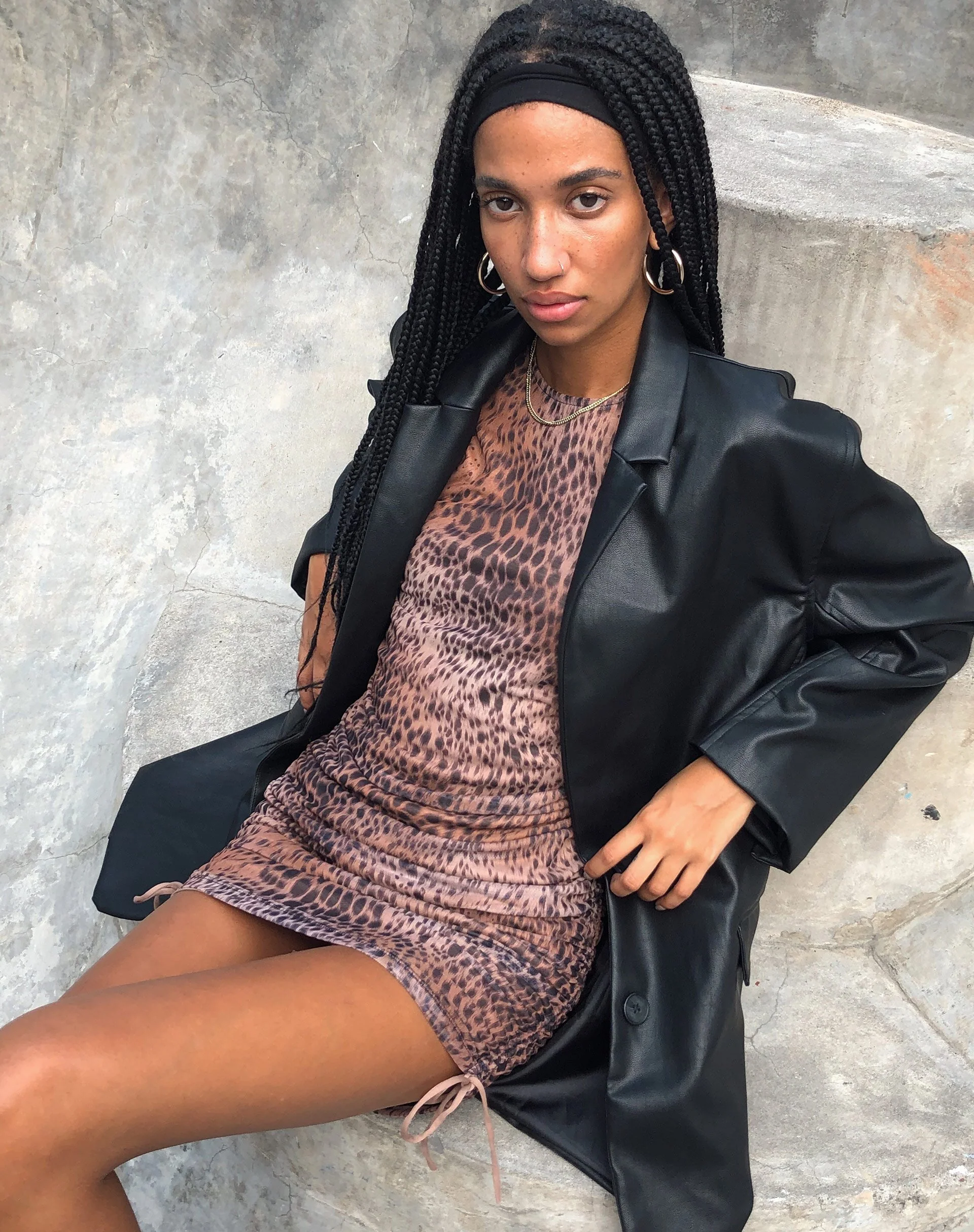 Ardilla Bodycon Dress in Gradient Cheetah Brown - Image 3