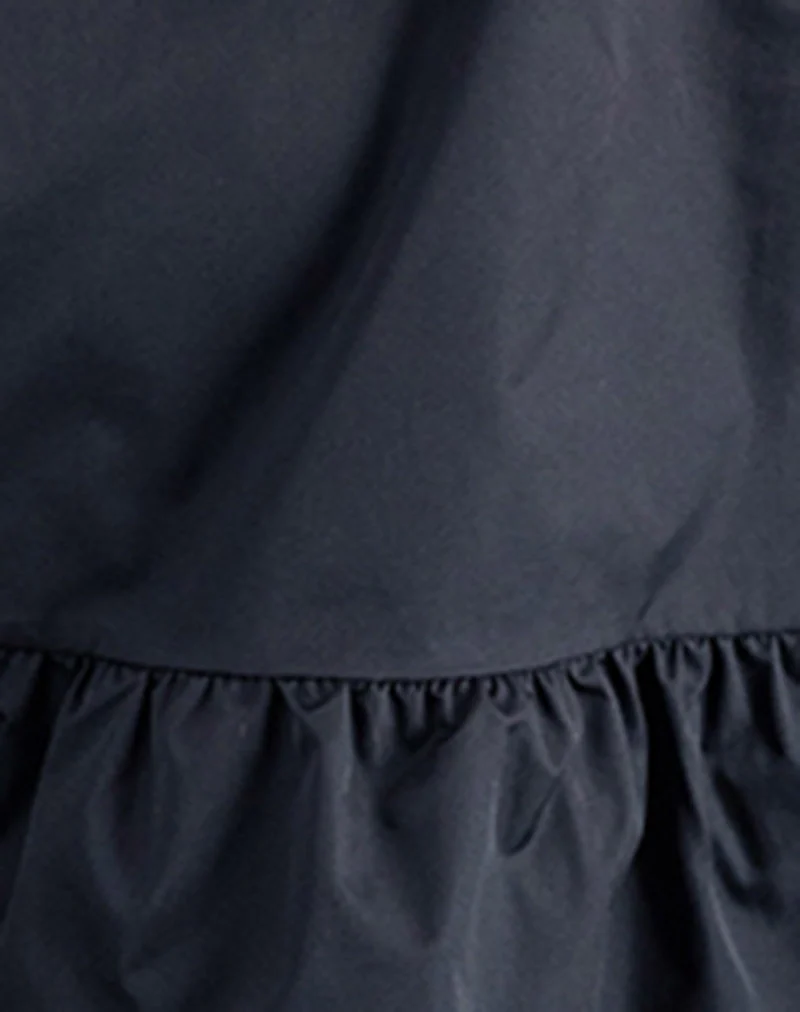 Arkana Babydoll Mini Dress in Black Taffeta - Image 6