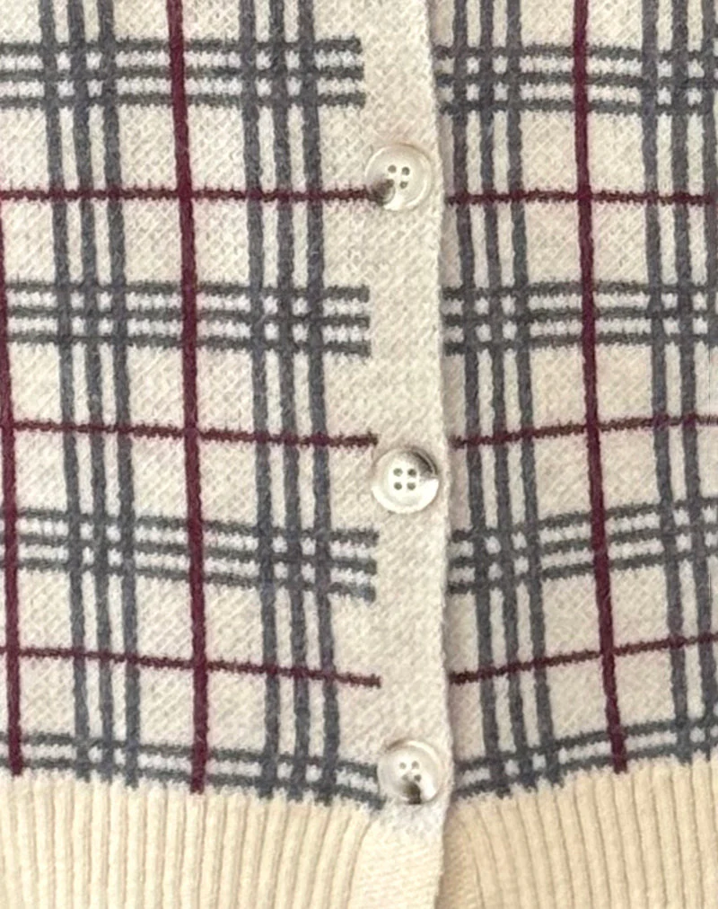 Arlene Cardigan in Checked Knit Cream - Image 6