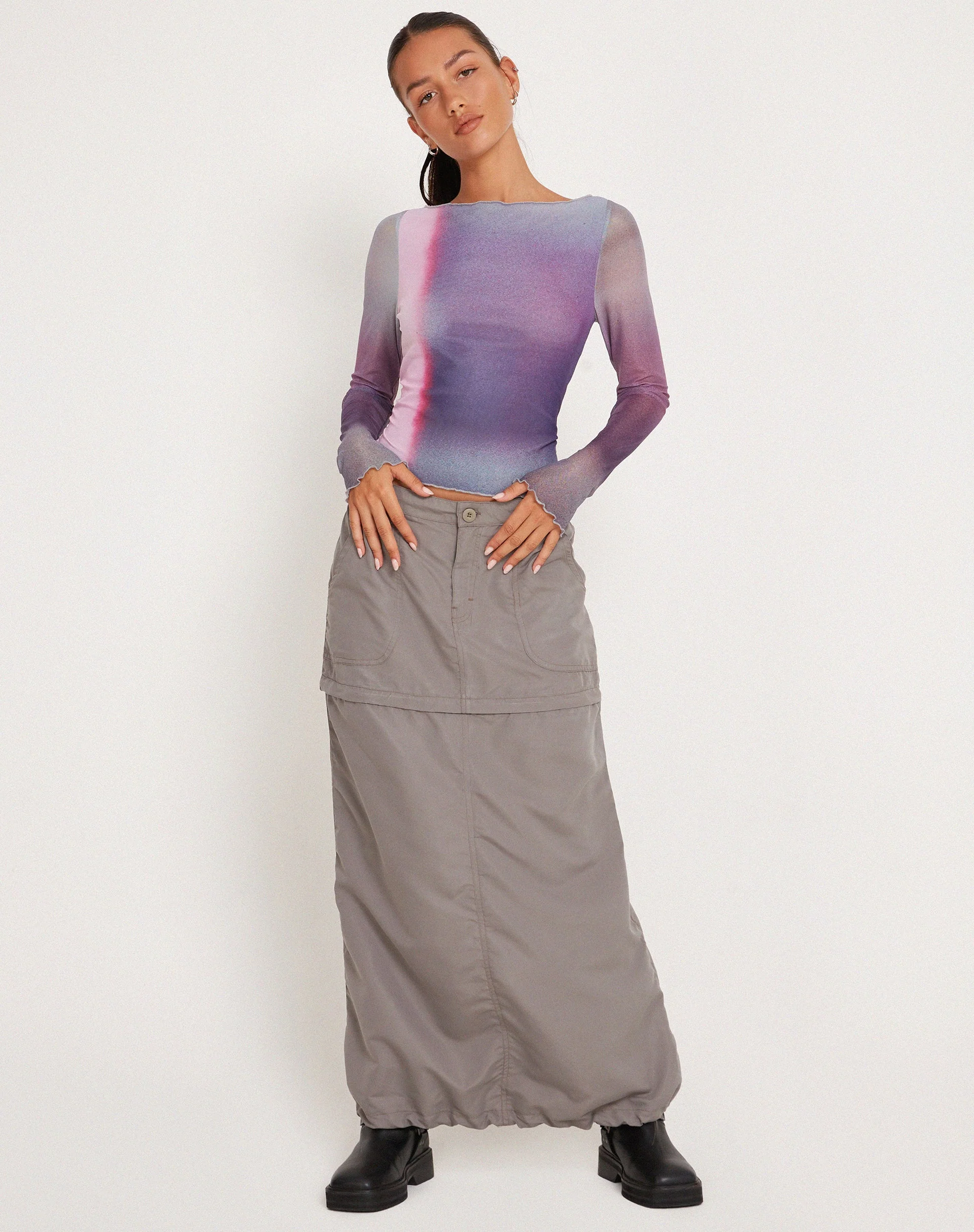 Armali Long Sleeve Top in Mesh Pink Digi Print - Image 5
