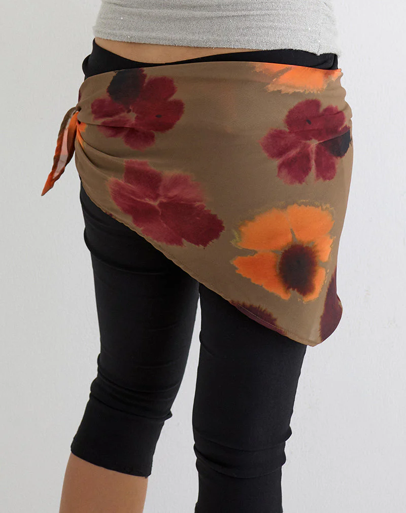 Arpi Square Scarf in Chiffon Petals Script Olive - Image 3