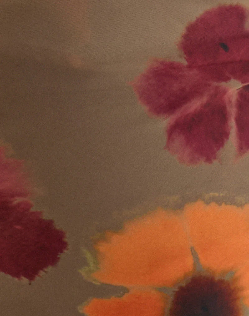 Arpi Square Scarf in Chiffon Petals Script Olive - Image 5