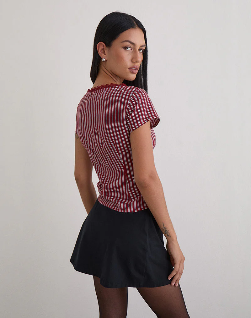 Asani Top in Stripe Maroon - Image 5