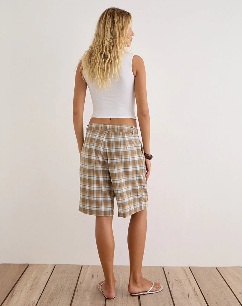 Ashara Short in Tailoring Check Brown - Image 4