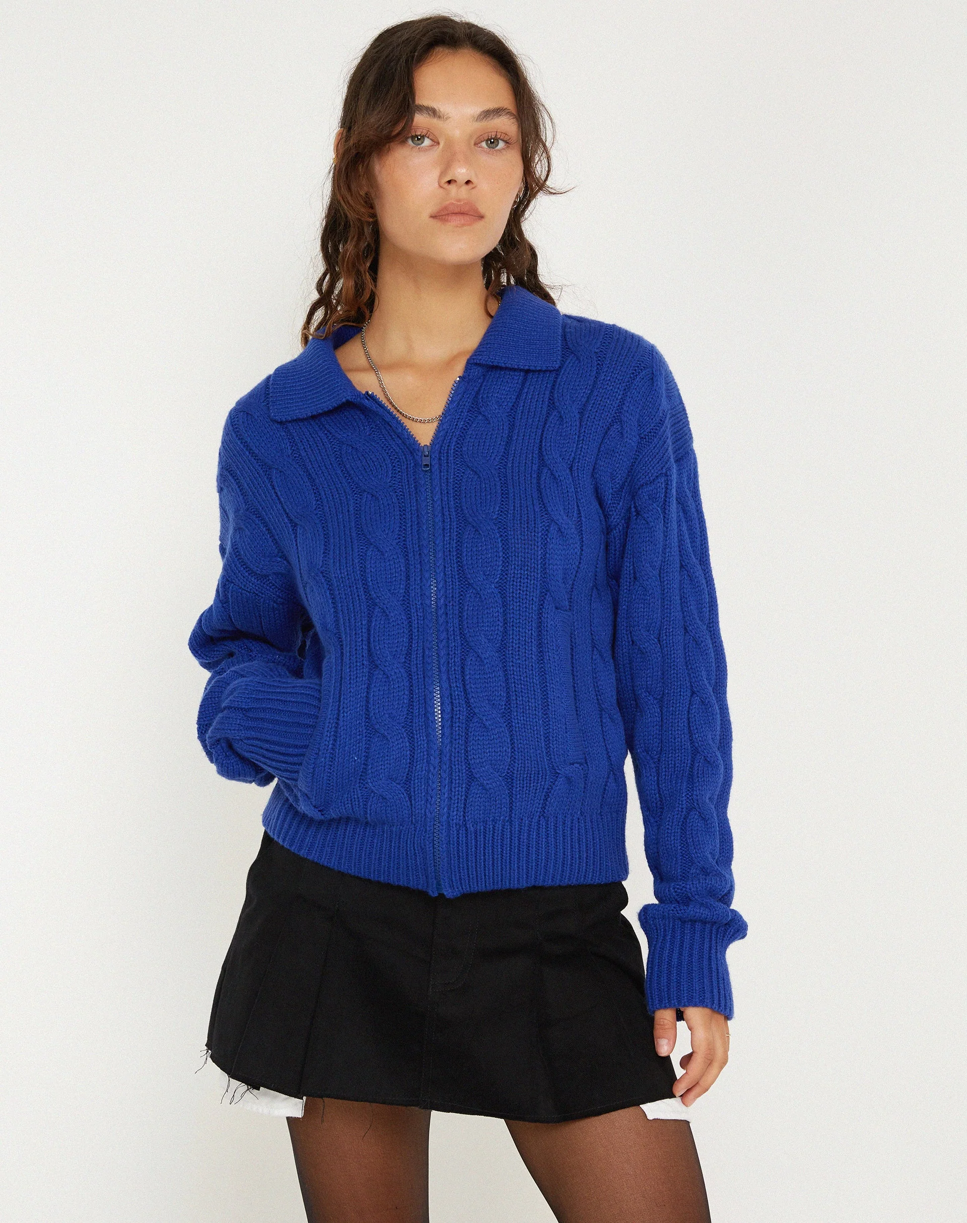 Atasya Knit Jacket in Cobalt - Image 2