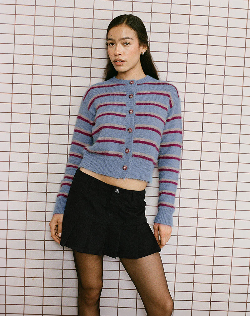 Audrina Cardigan in Blue and Red Stripe - Image 5