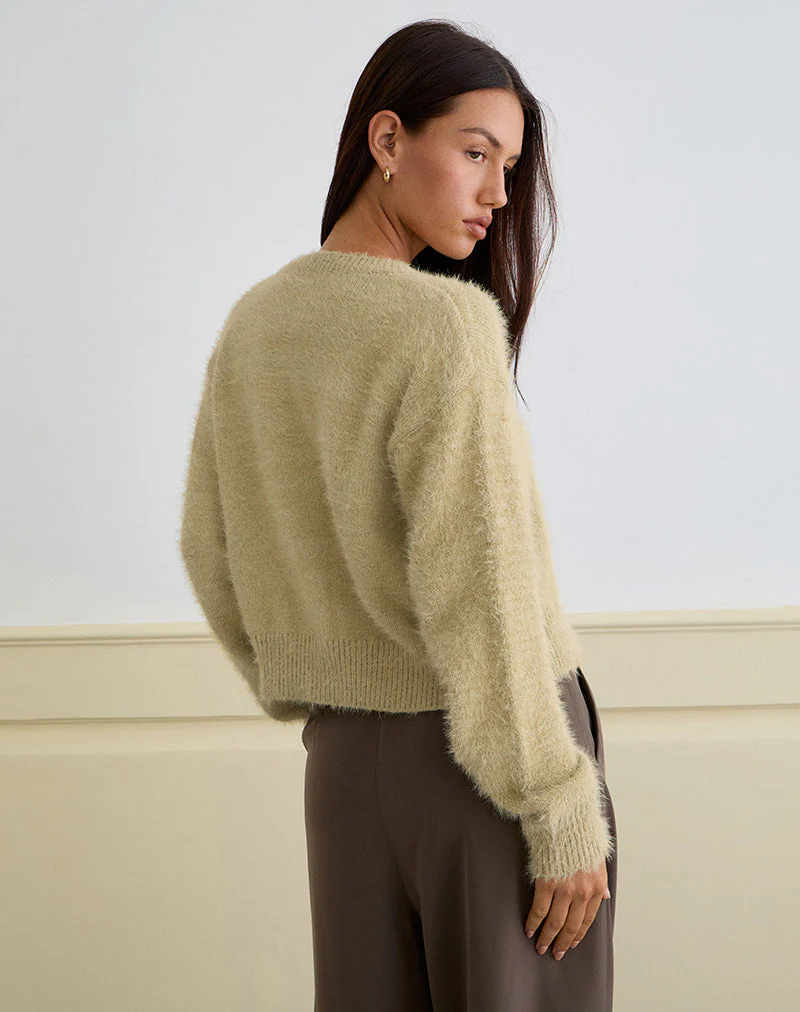 Audrina Cardigan in Fluffy Knit Sage - Image 5
