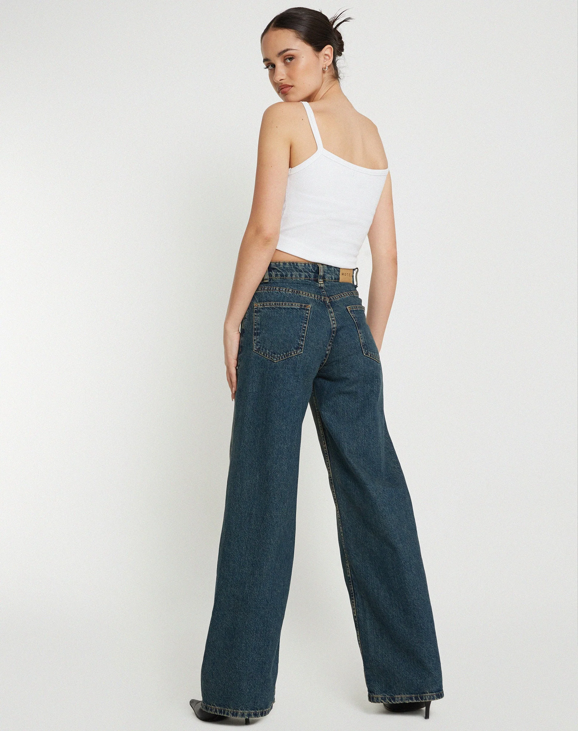 Aus Ribbed Vest Top in White - Image 6