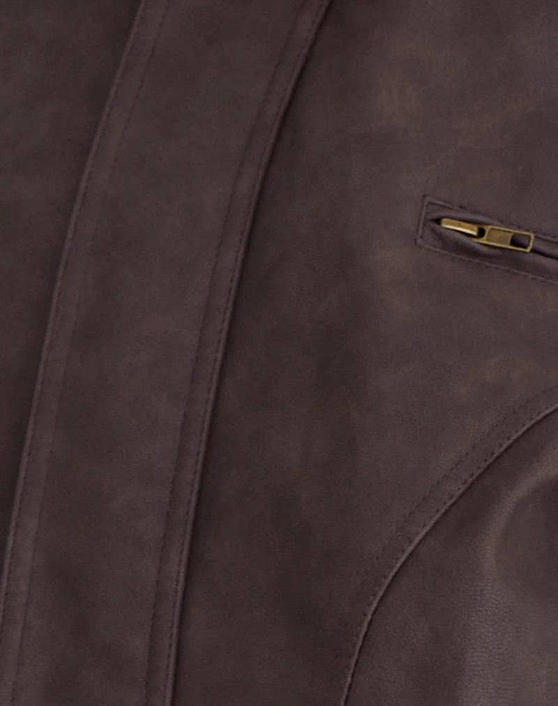 Aviara Jacket In PU Dark Brown - Image 6