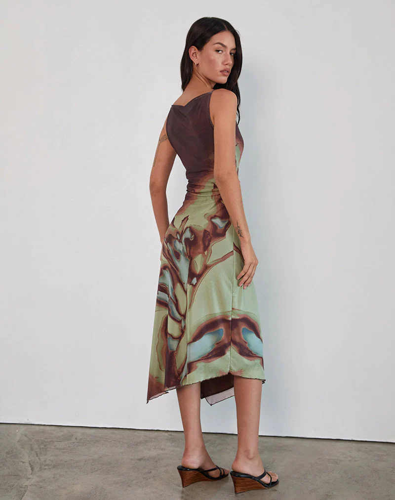 Aysun Midi Dress in Lumen Mesh Brown - Image 4