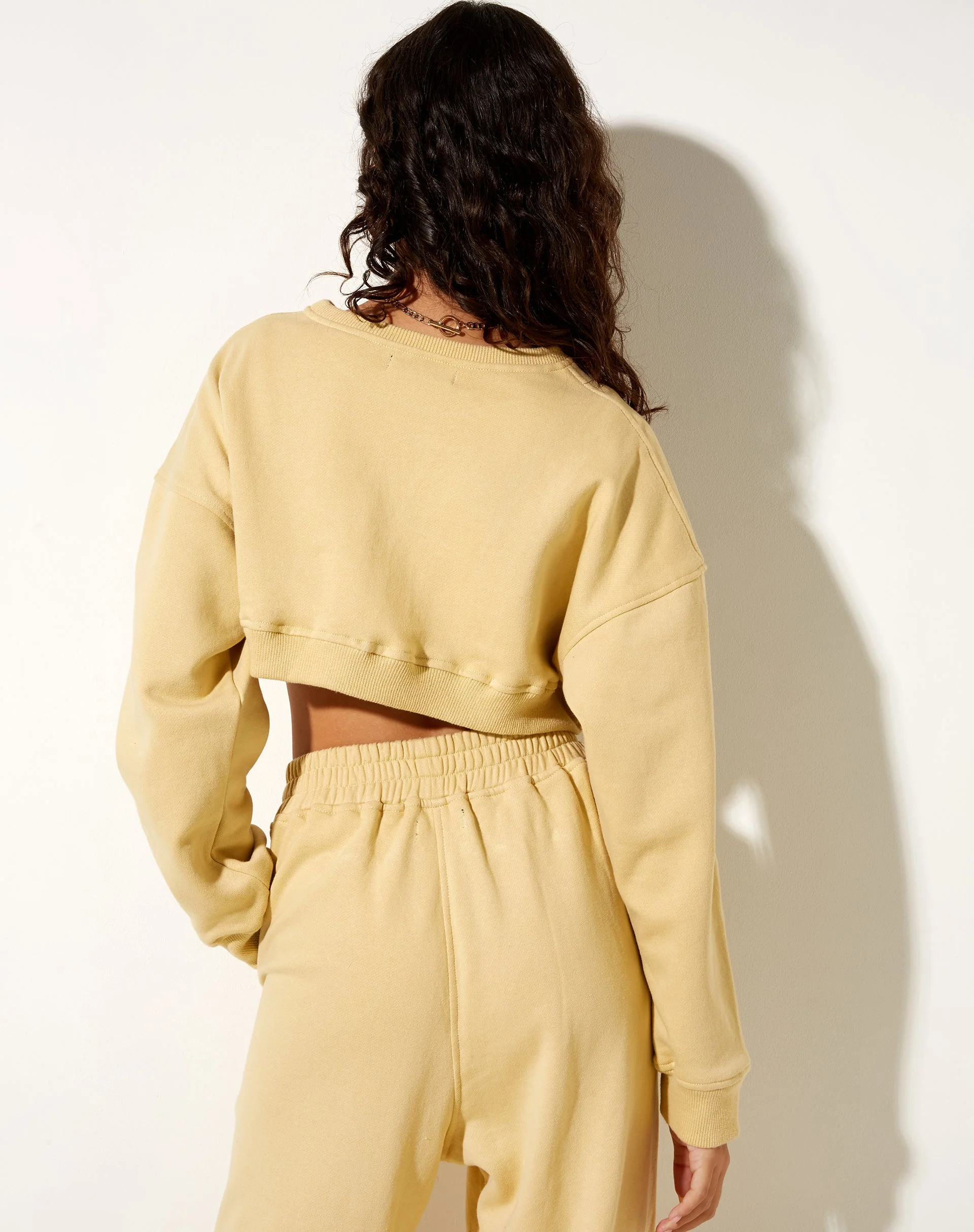 Bacel Cropped Sweatshirt in Custard M Embro - Image 2