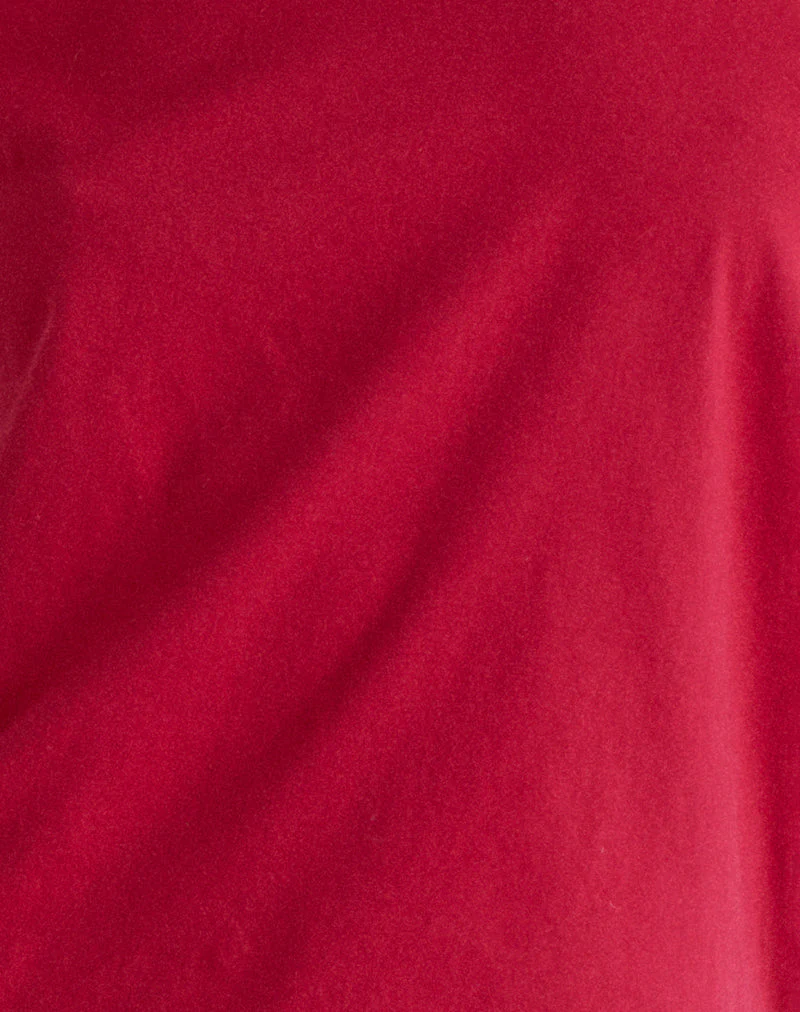 Balia Asymmetric Short Sleeve Basic Top in Adrenaline Red - Image 5