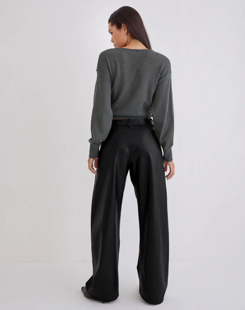 Barvyn Barrel Leg Trouser in PU Black - Image 4