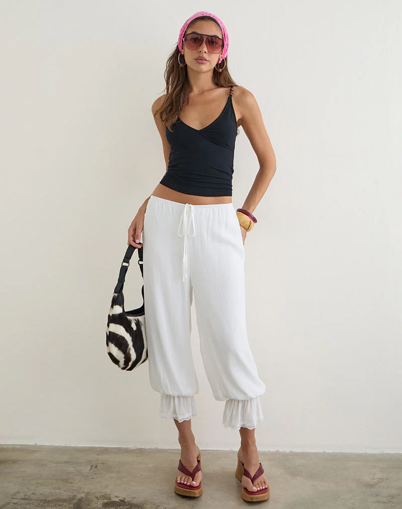 Basma Bloomer Trouser in Rayon White