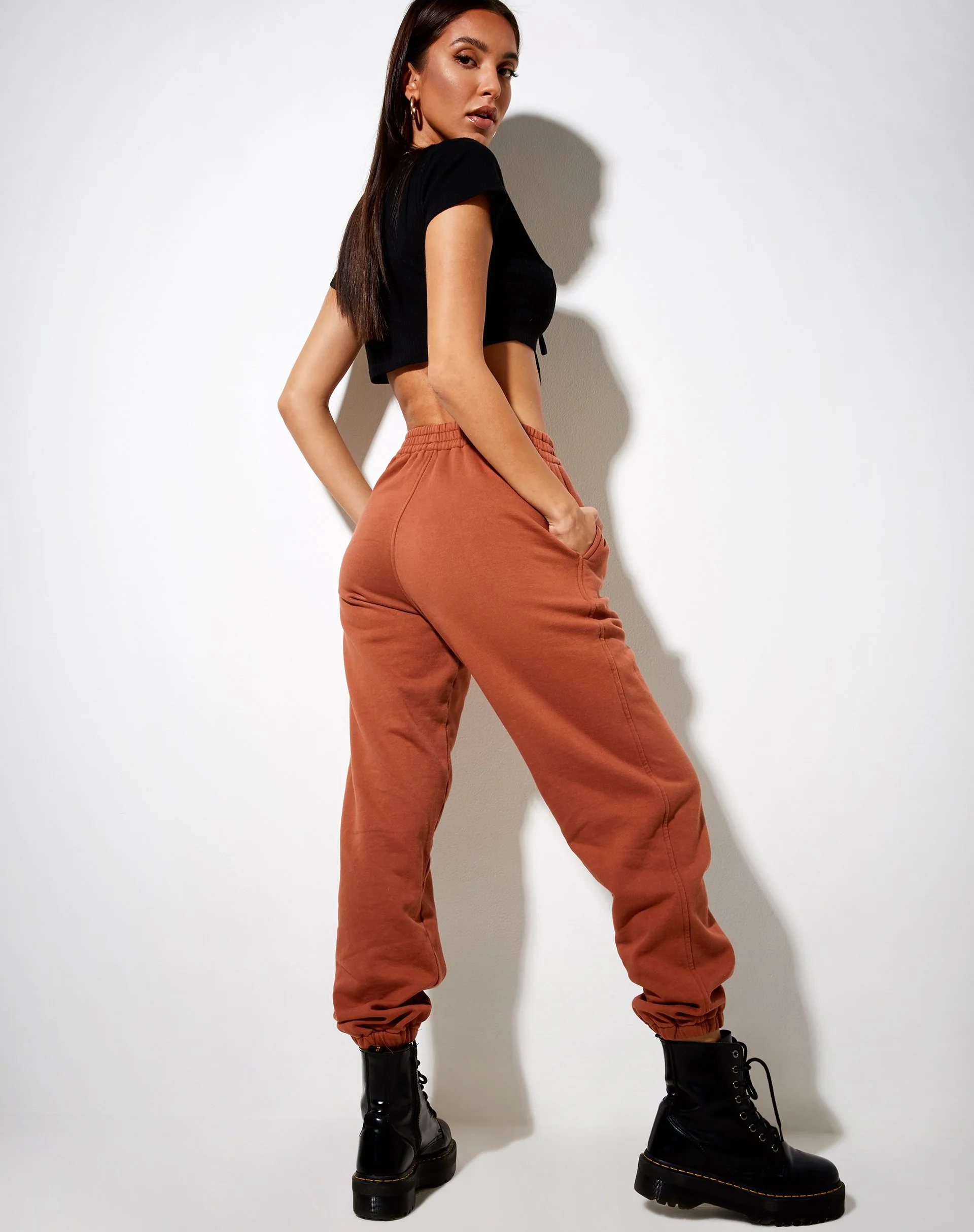 Basta Jogger in Burnt Brick 'Be Nice' Label Embro - Image 2