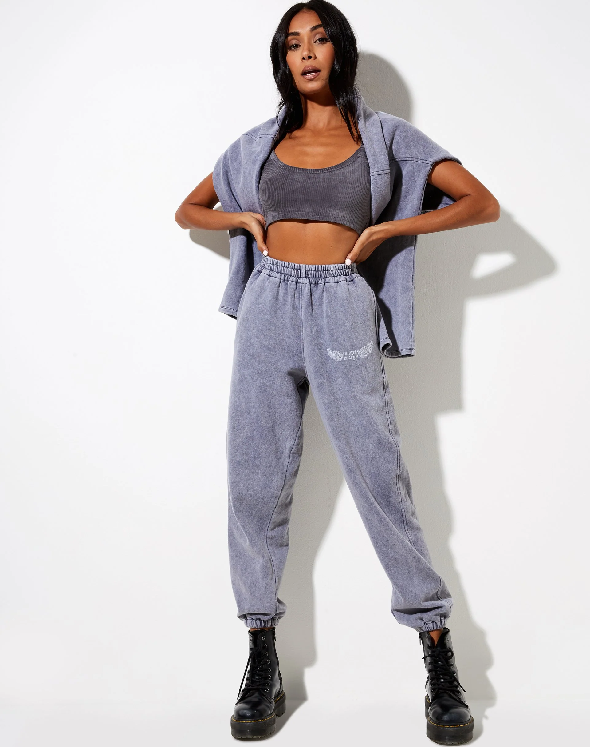 Basta Jogger in Charcoal Wash 'Angel Energy' Wings - Image 4