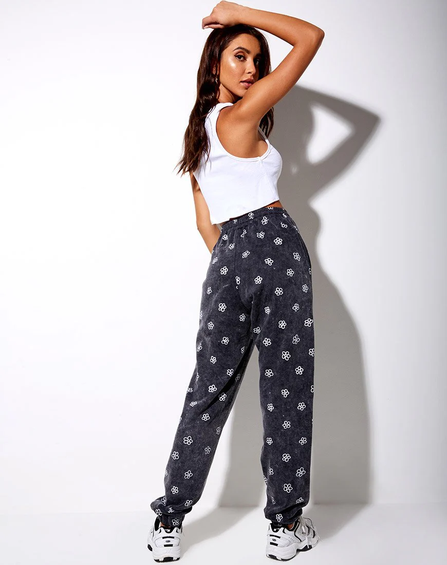 Basta Jogger in Small Graffiti Flower Dark Grey - Image 5