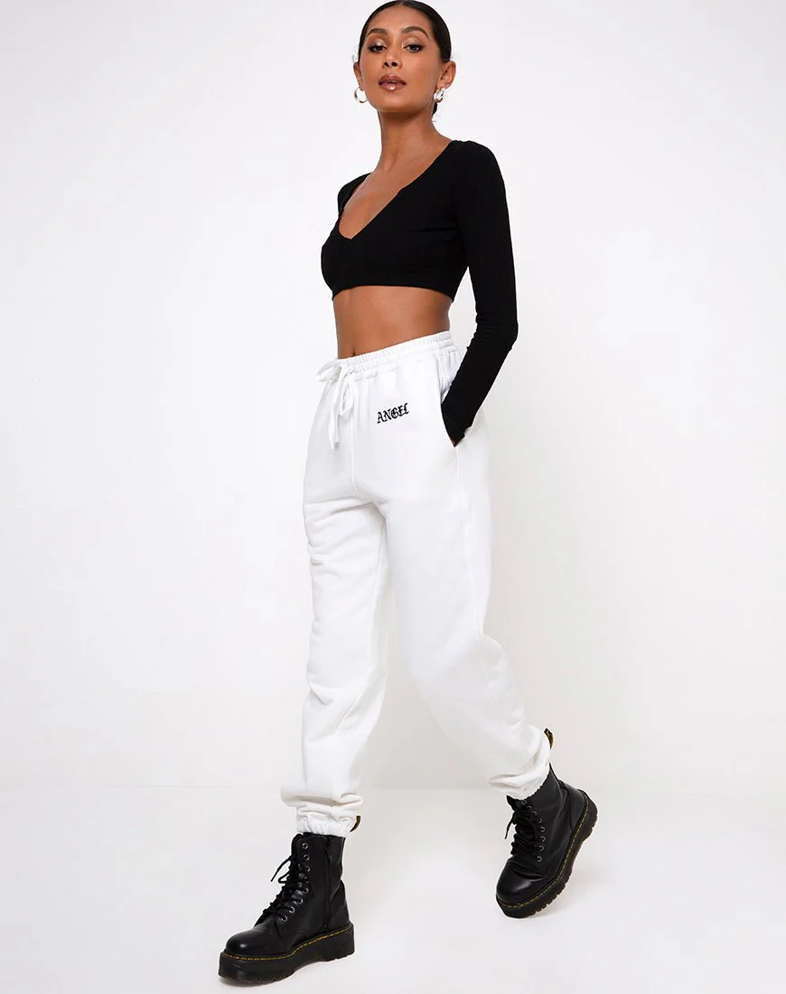 Basta Jogger in White with 'Angel' Embro Black - Image 6