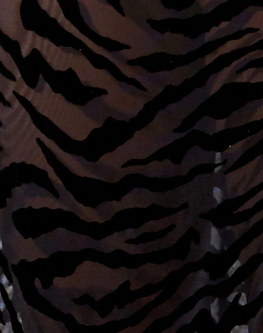 Batis Maxi Dress in Horizontal Zebra Flock Black - Image 5