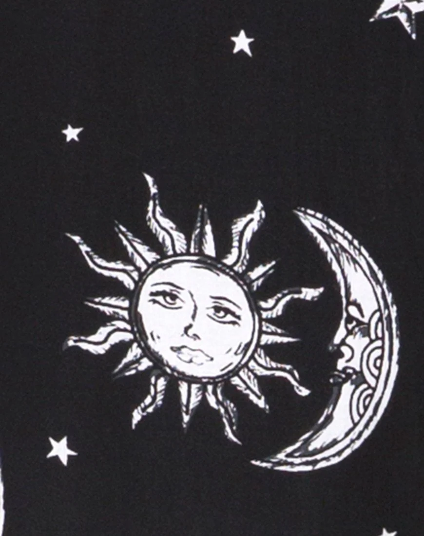 Batis Maxi Dress in Sun Moon Stars BW - Image 5