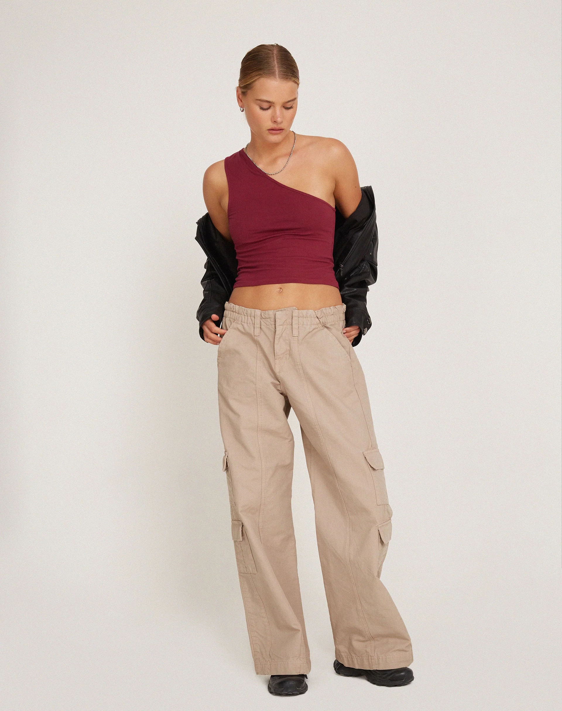 Bay One Shoulder Top in Plum - Image 2
