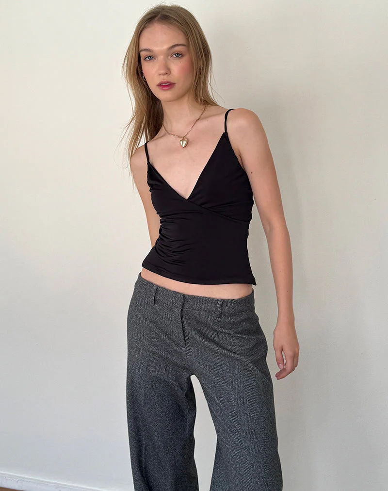 Bea Slinky Cross Front Top in Black - Image 2