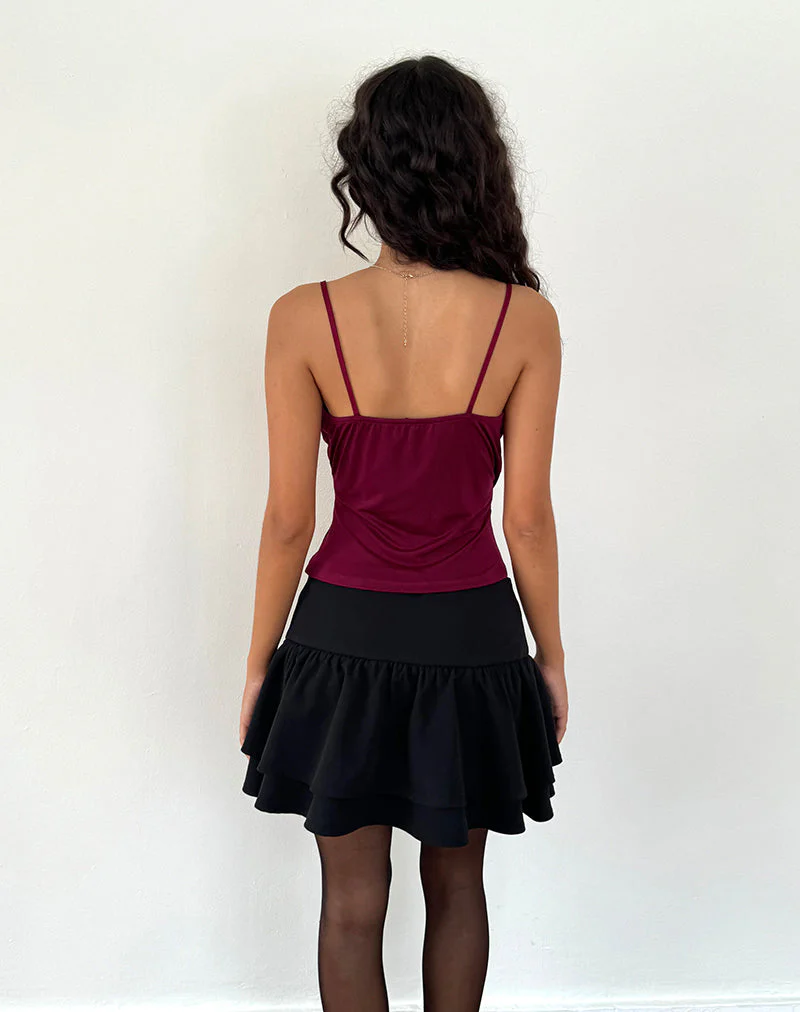 Bea Cross Front Top in Burgundy - Image 4