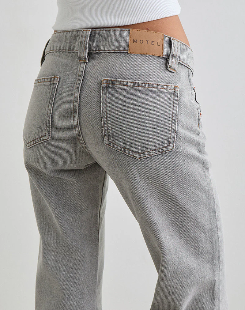 Low Rise Bell Bottom Flare Jeans in Bleached Grey - Image 4