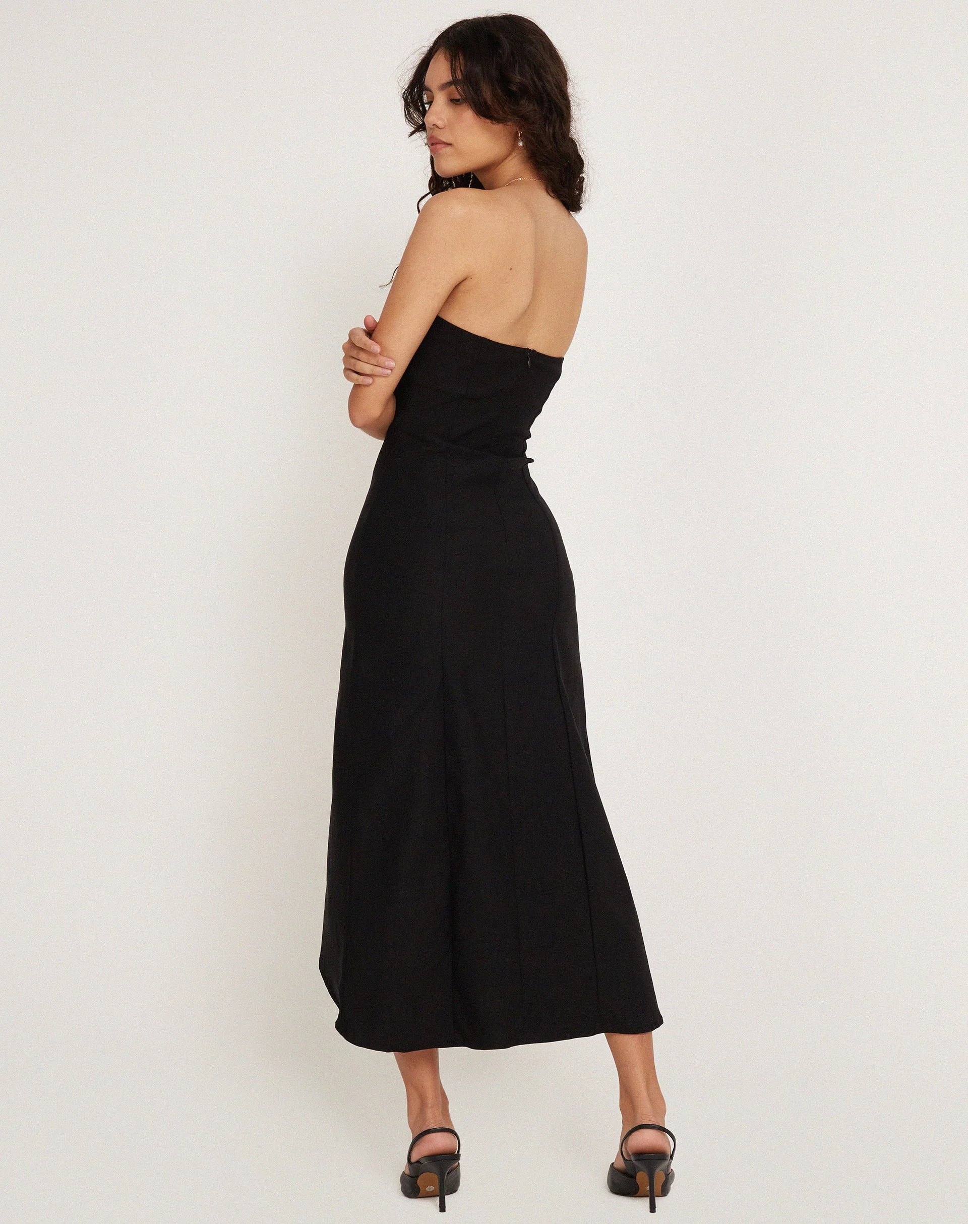 Bellini Bandeau Midi Dress in Black - Image 4