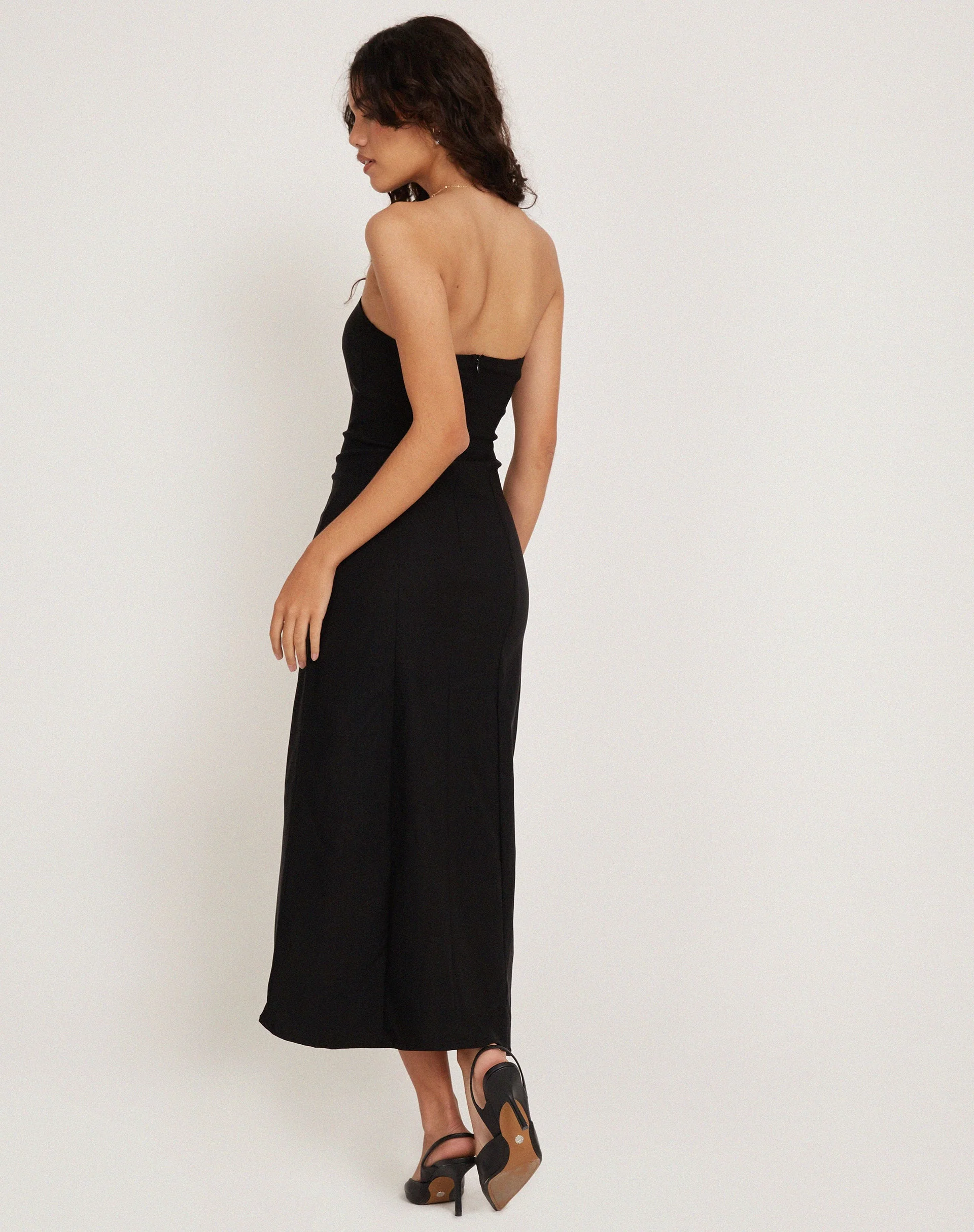 Bellini Bandeau Midi Dress in Black - Image 5